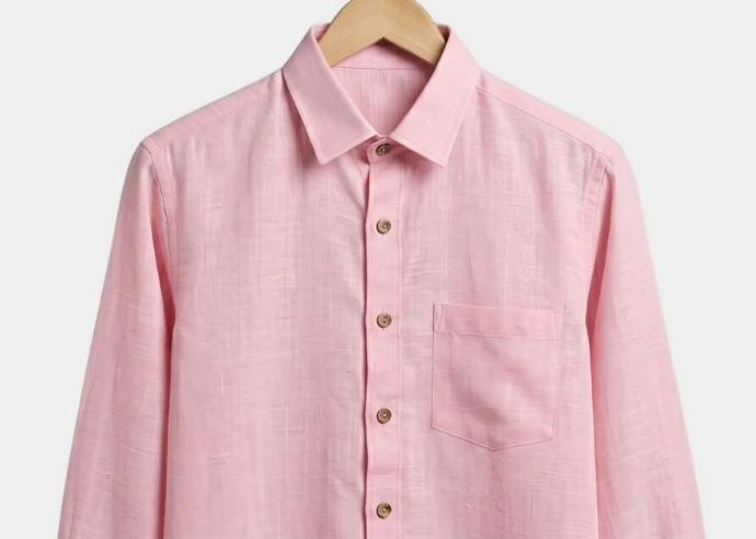 baby pink handloom premium khadi cotton shirt