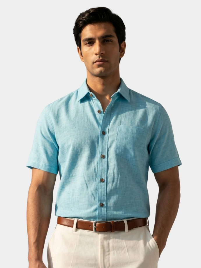 Aqua Blue Khadi Shirt