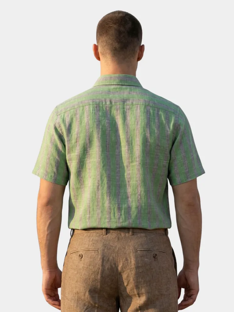 green-half-sleeves-stripes-khadi-shirt-for-men.webp