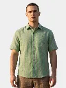green-half-sleeves-stripes-khadi-cotton-shirt-for-men.webp