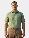 stripes-patterned-green-half-sleeves-khadi-cotton-shirt-for-men.webp