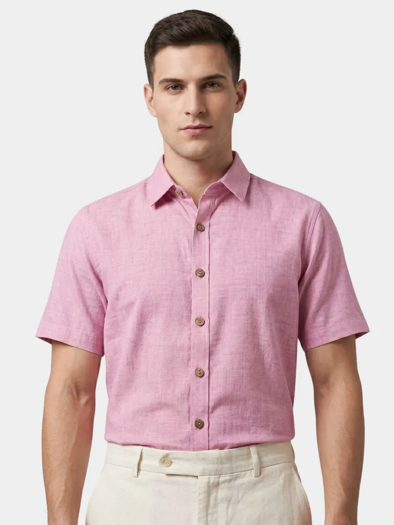 baby-pink-half-sleeves-khadi-cotton-shirt-for-men.webp