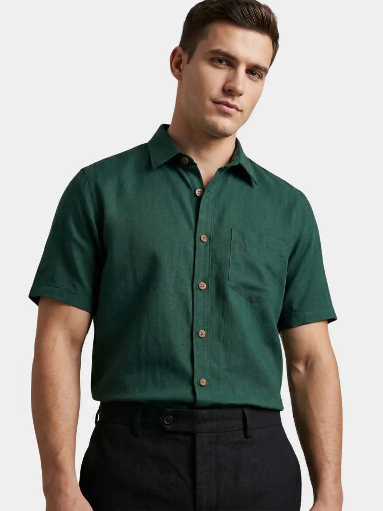 dark-green-half-sleeve-khadi-cotton-shirt-for-men.webp