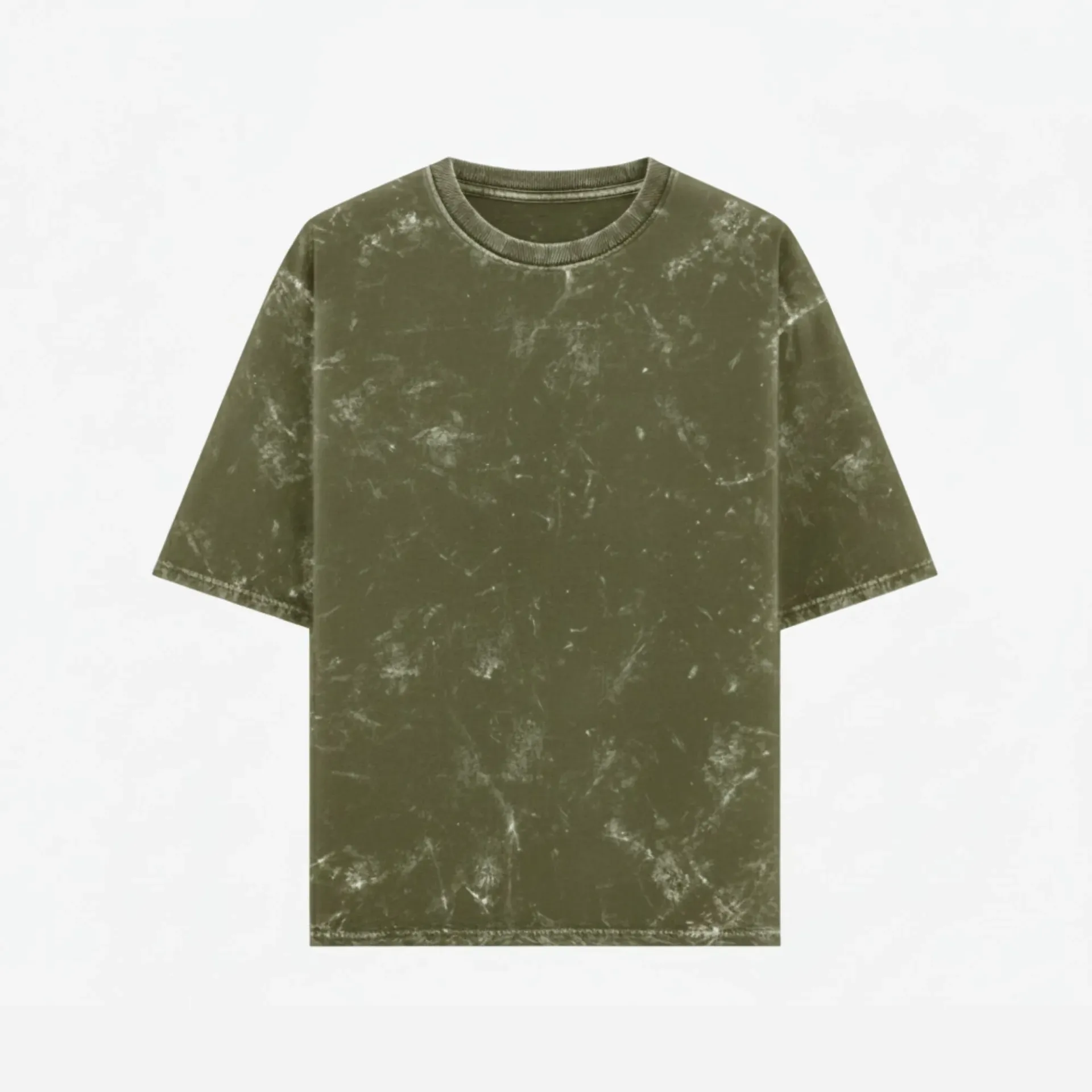 Olive green Acid wash T-shirt (S, Solid)