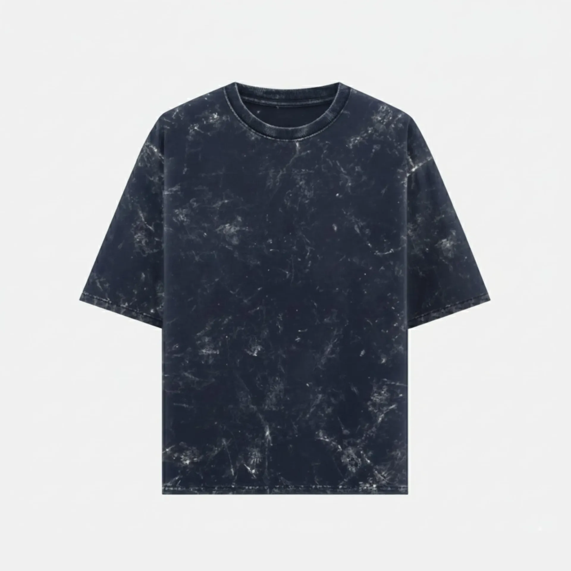Navy blue Acid wash Tees (S, Solid)
