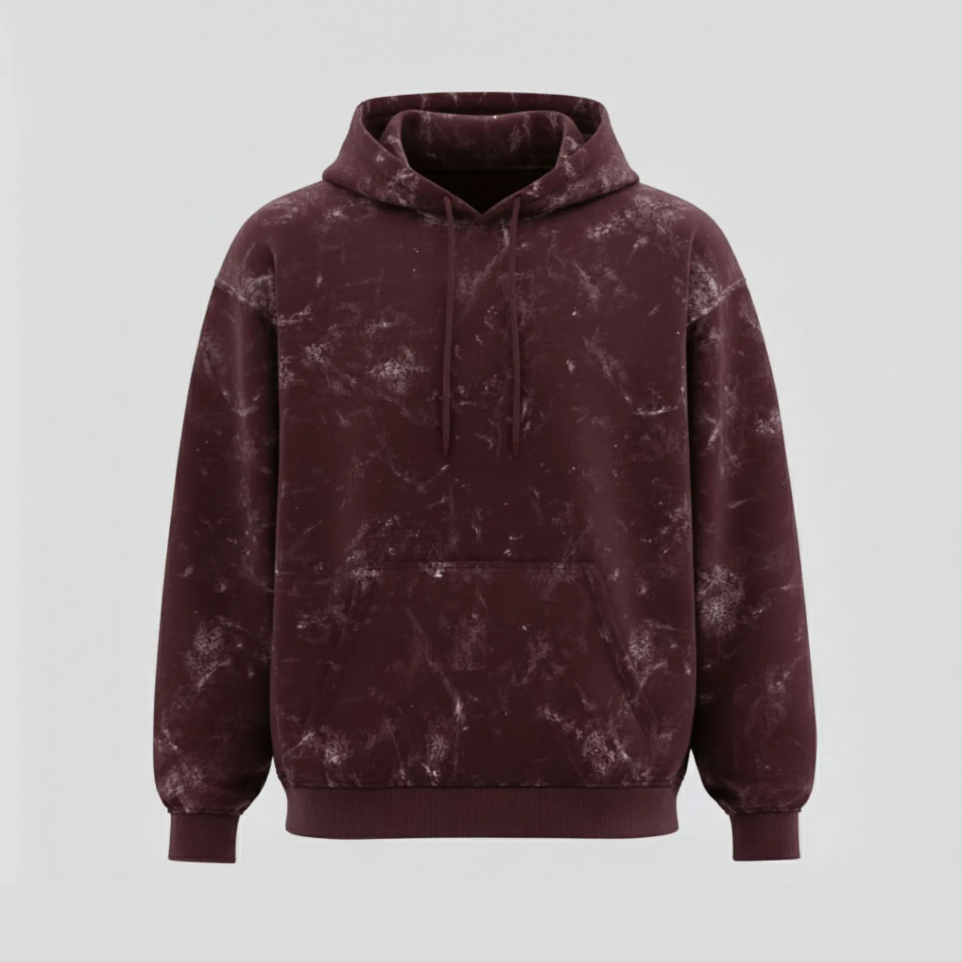 Maroon Acid wash Hoodie (S, Solid)