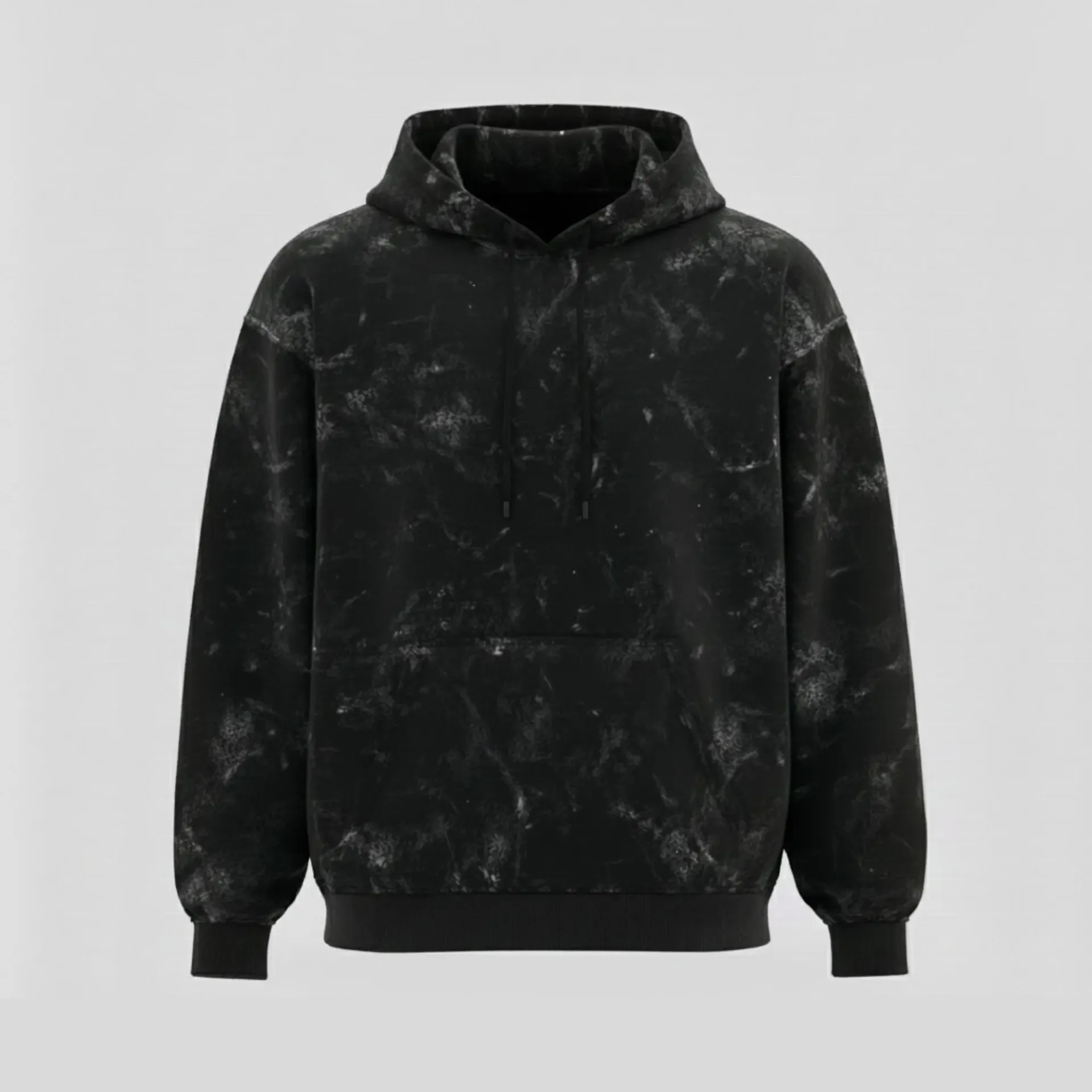 Black Acid wash Hoodie (S, Solid)