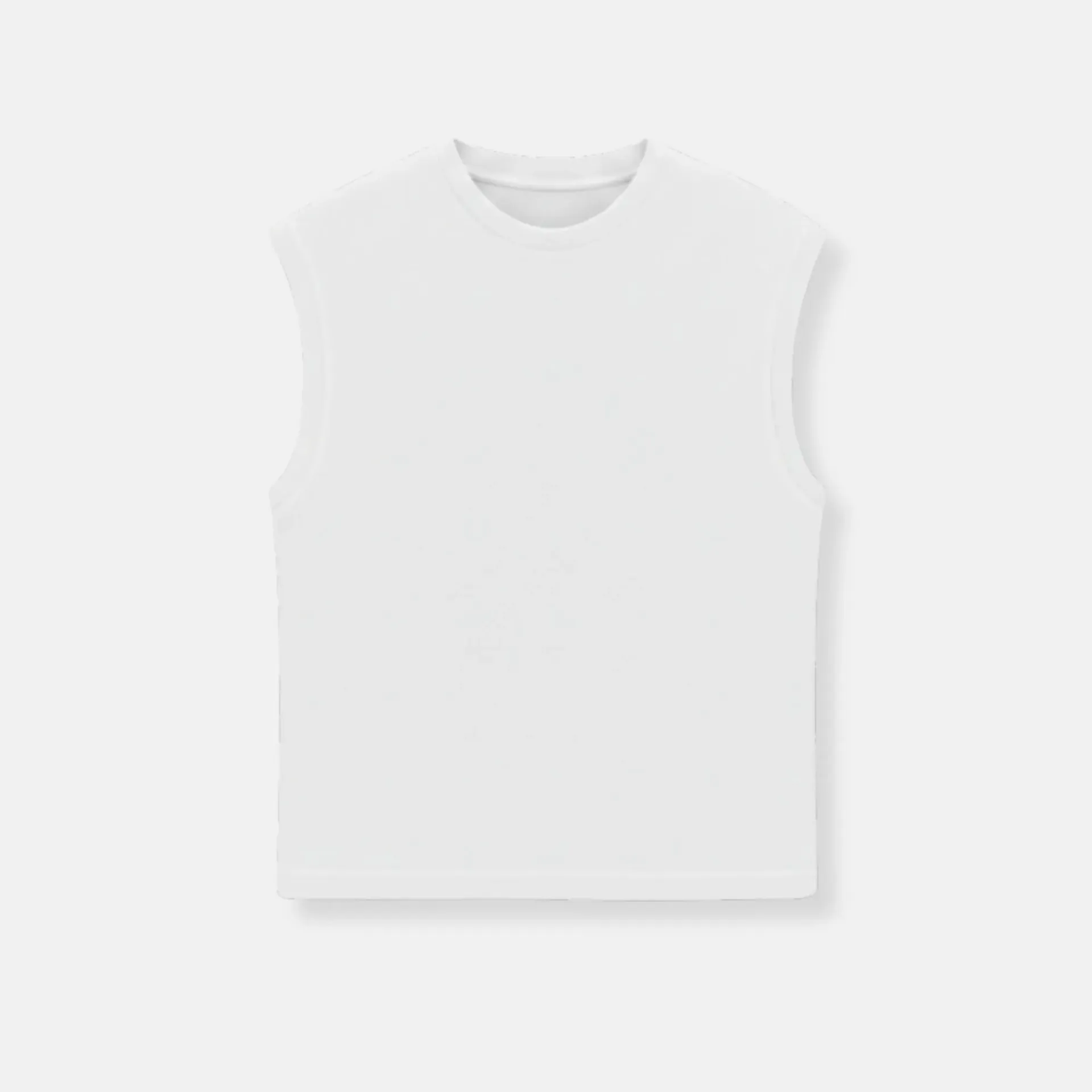 White Sleeveless T-shirt (Solid, S)