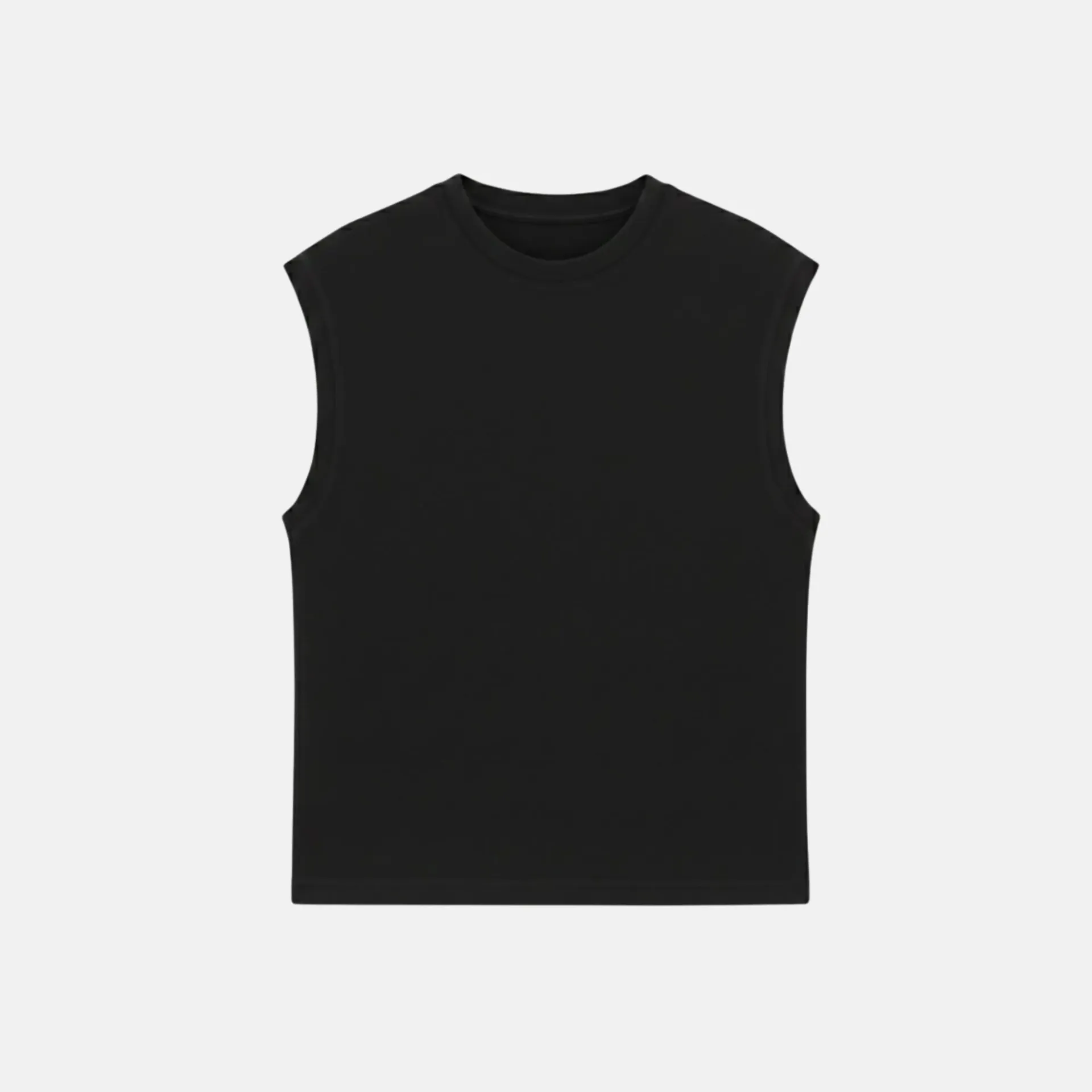 Black Sleeveless T-shirt (Solid, S)