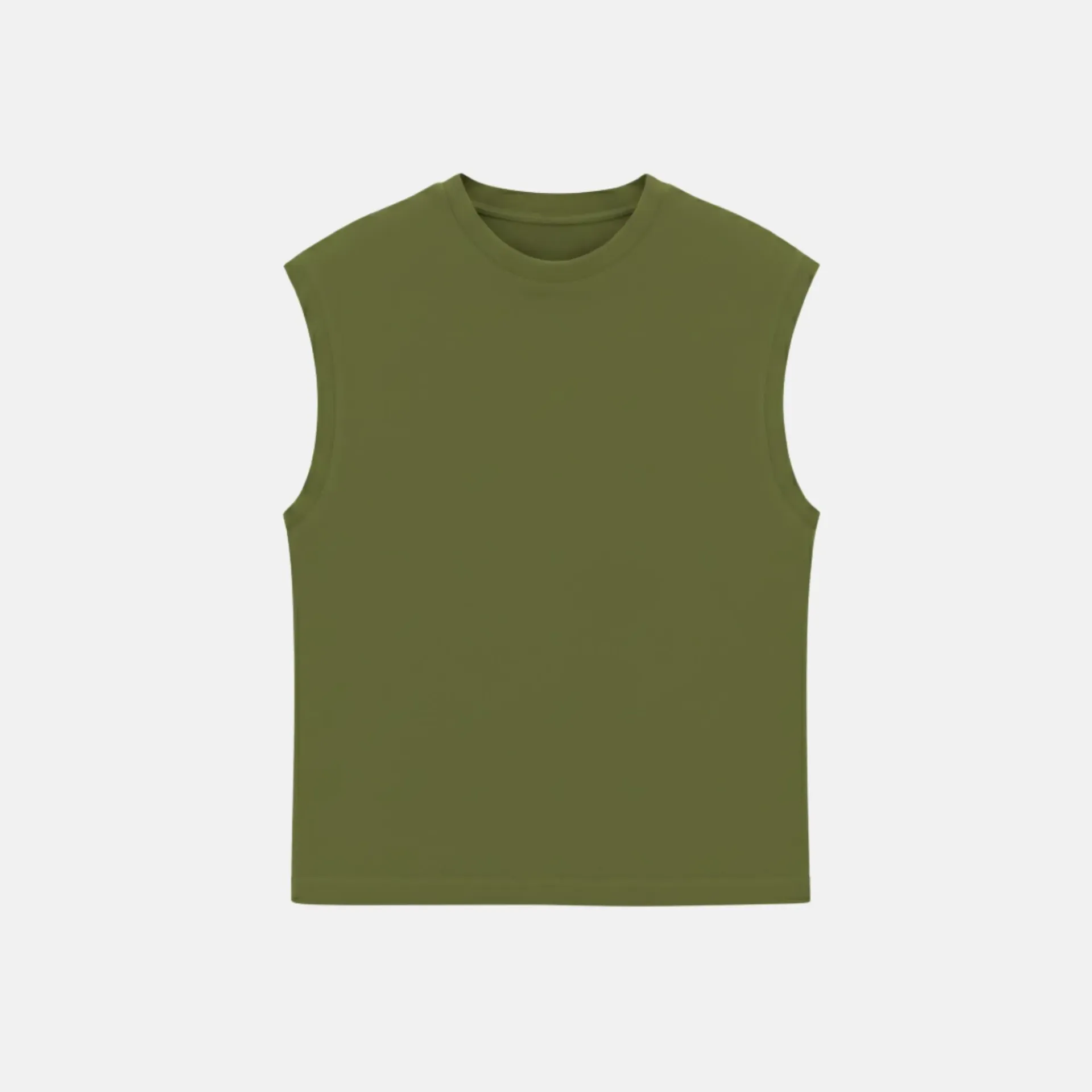Olive green Sleeveless T-shirt (Solid, S)