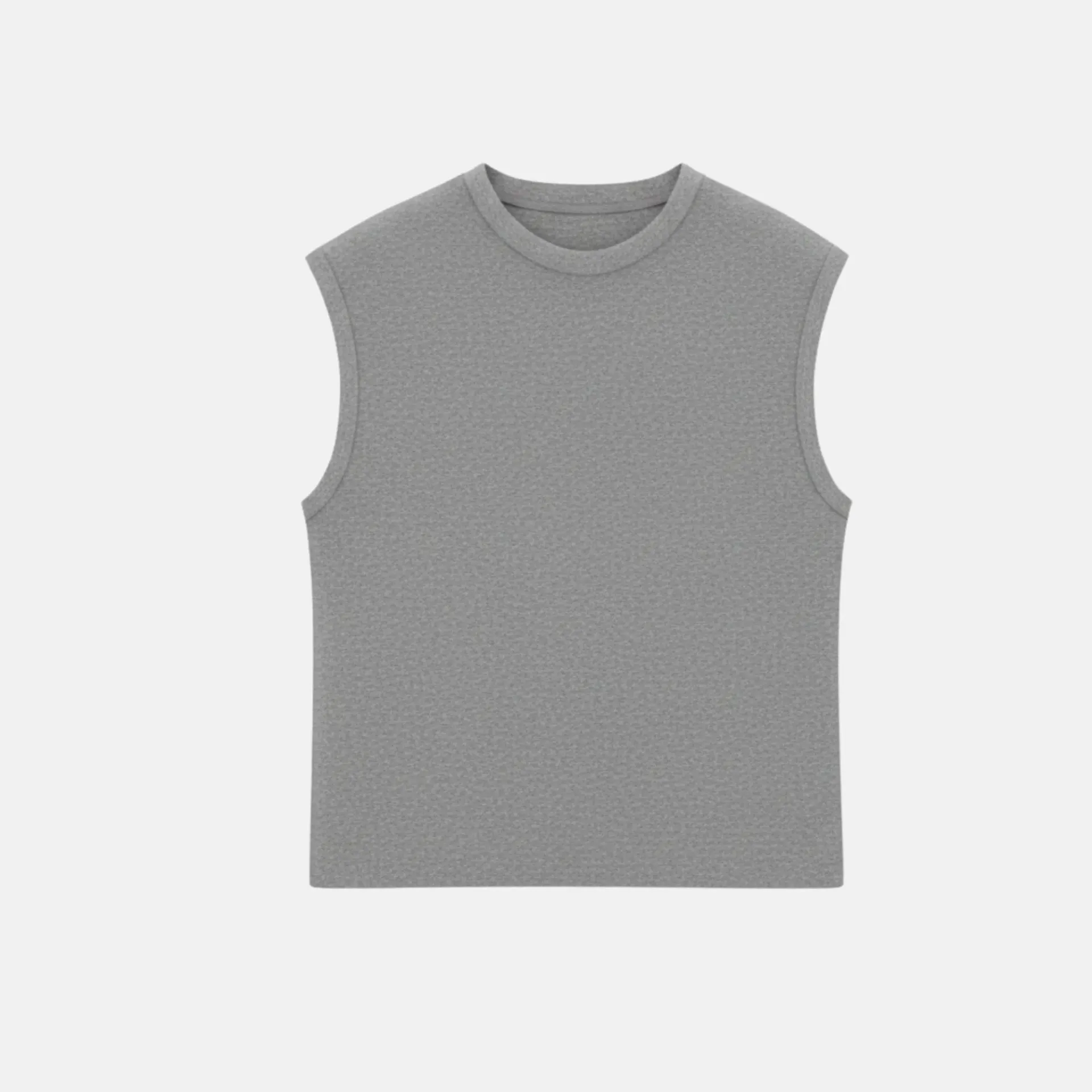 Grey melange Cotton Vest (Solid, S)