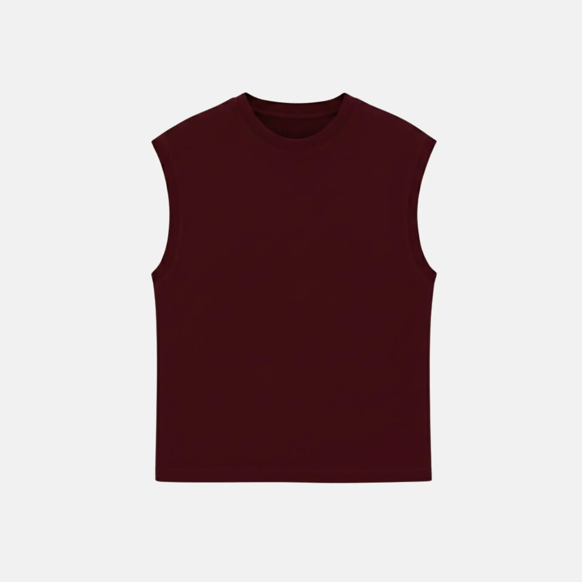 Maroon Sleeveless Cotton T-shirt