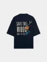 Midnight Navy Oversized Heavy Weight Cotton T-shirt | Save Wildlife