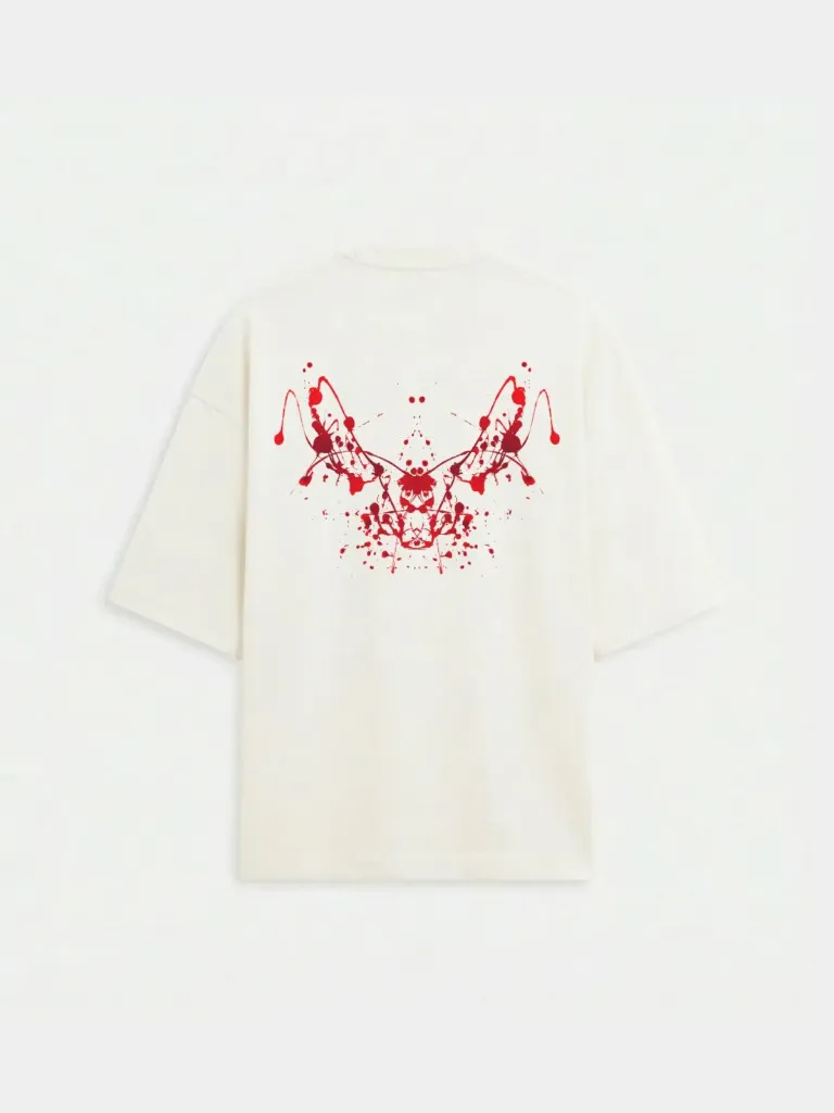 Off white Oversized Heavy Weight Cotton T-shirt | Blooded Wings (S)