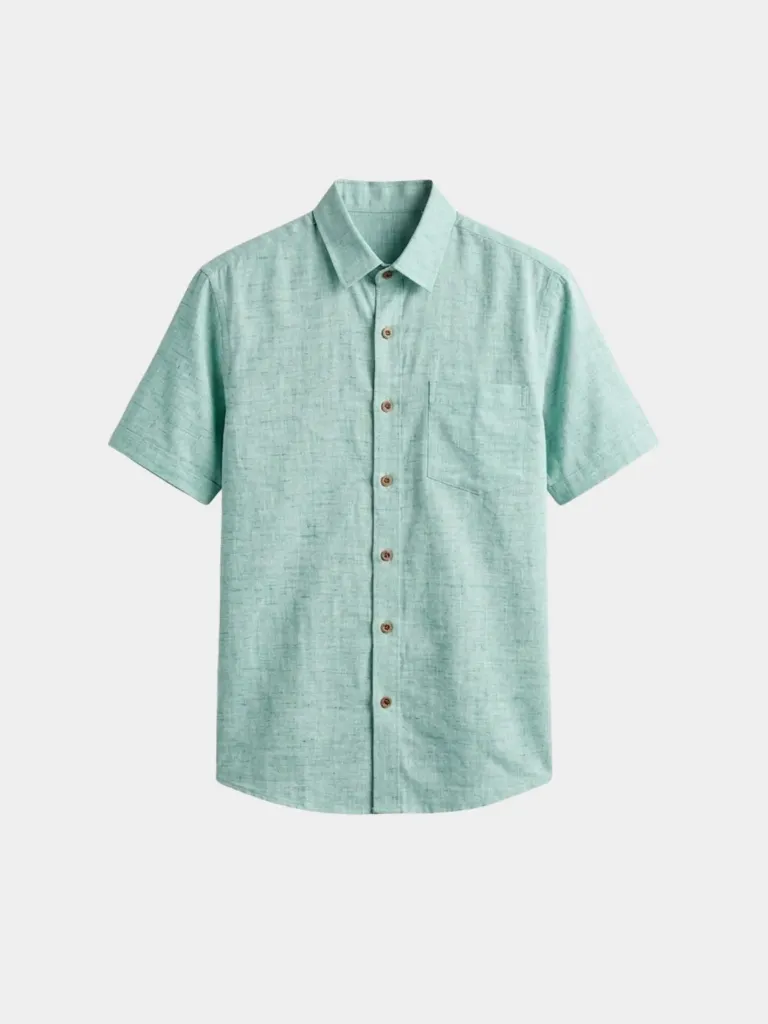 Mint Half Sleeve Khadi Cotton Shirt