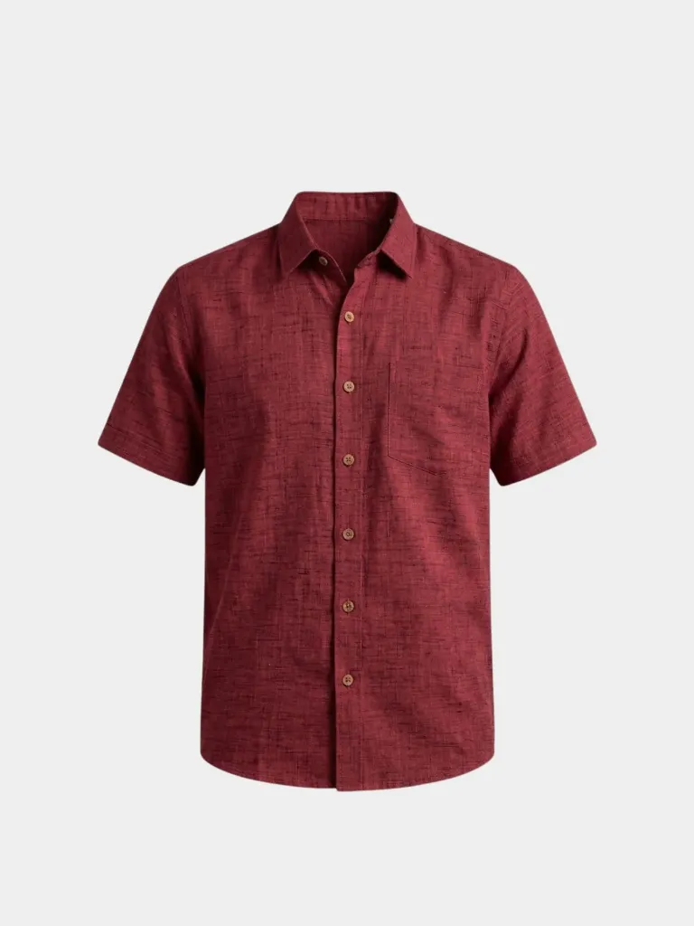 Maroon Half Sleeves Khadi Shirt (S)