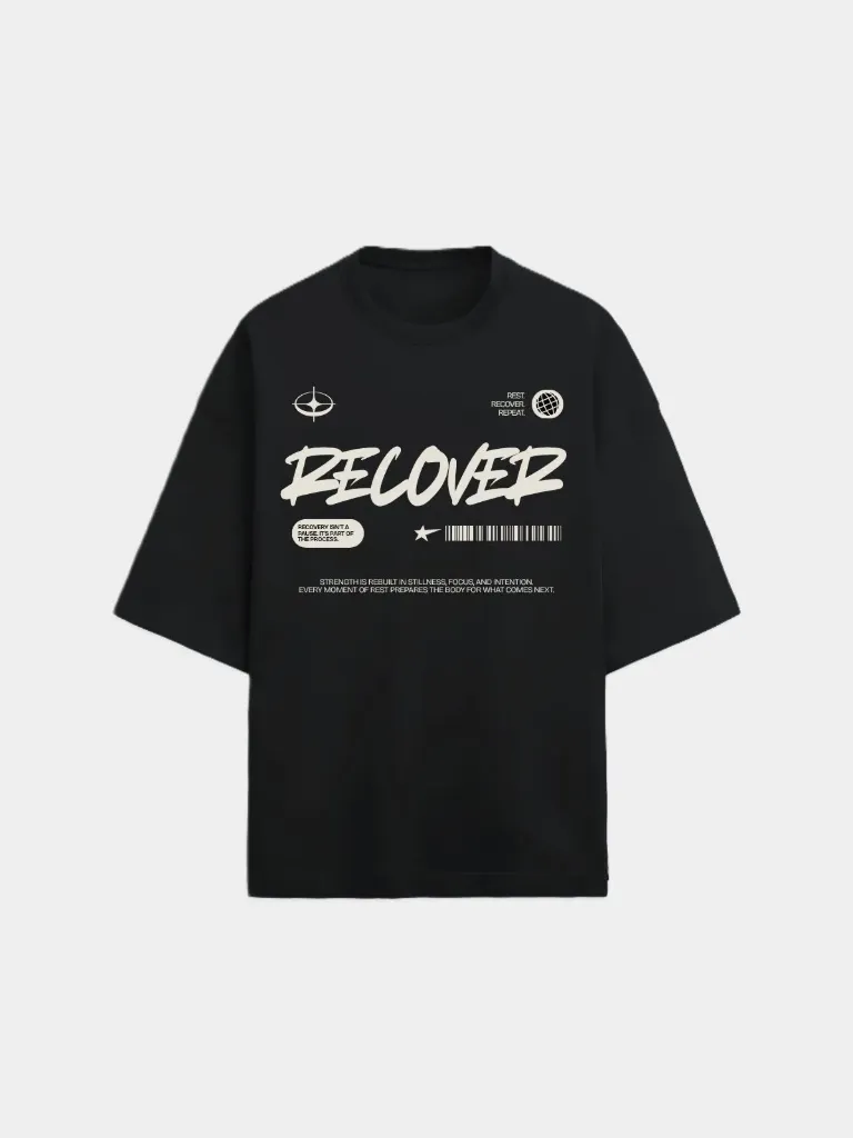 Black Oversized Heavy Weight Cotton T-shirt | Recover (S)