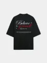 Black Oversized Heavy Weight Cotton T-shirt | Believe Yourself