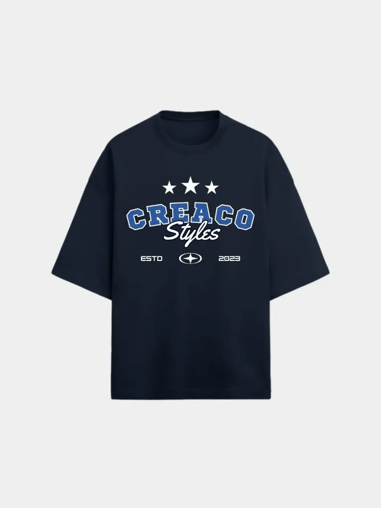 Creaco Styles Navy Blue Oversized T-shirt (S)