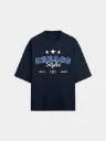 Navy Blue Oversized Heavy Weight Cotton T-shirt | Creaco