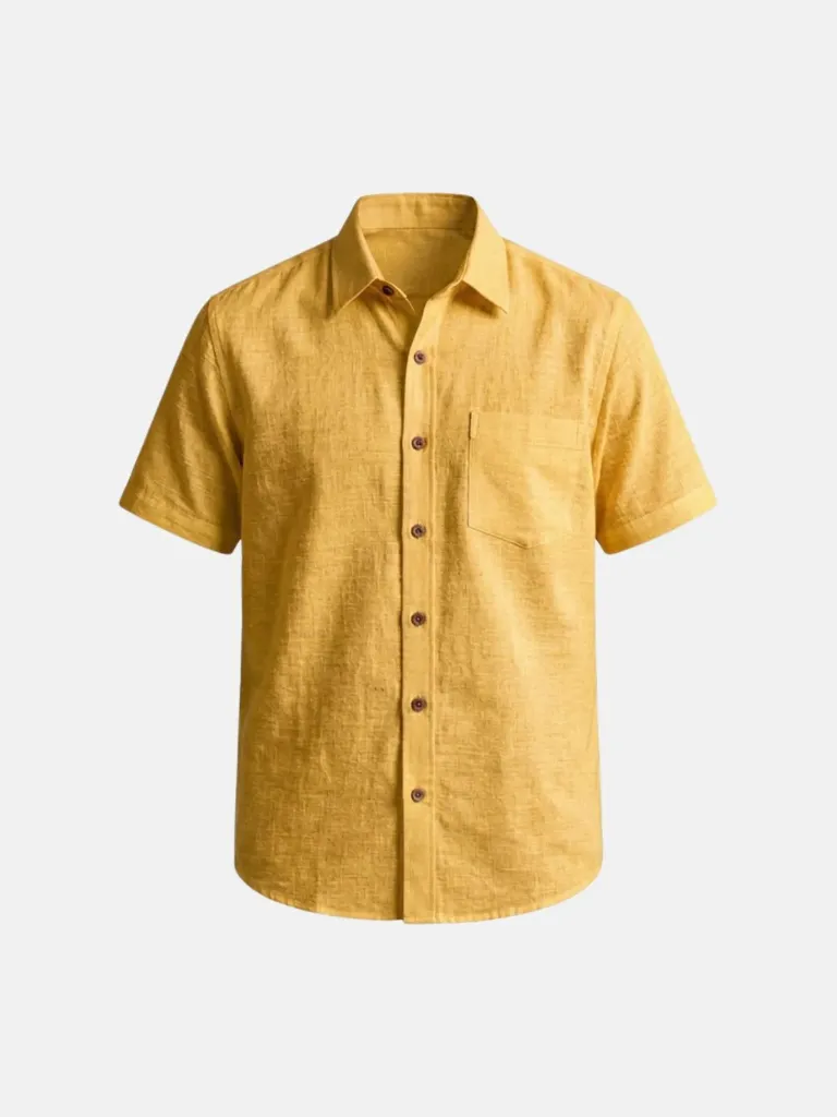 Yellow Half Sleeves Khadi Shirt (S)