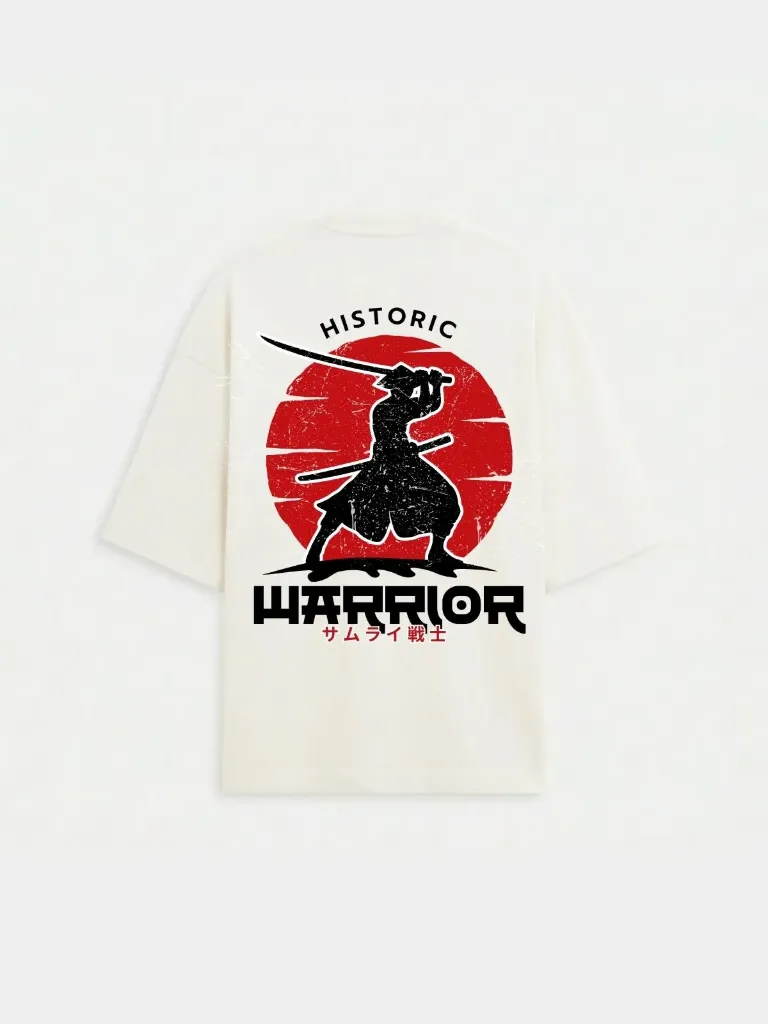 Off white Oversized Heavy Weight Cotton T-shirt | Historic Warrior (S)