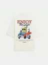 Off white Oversized Heavy Weight Cotton T-shirt | Enjoy the Life