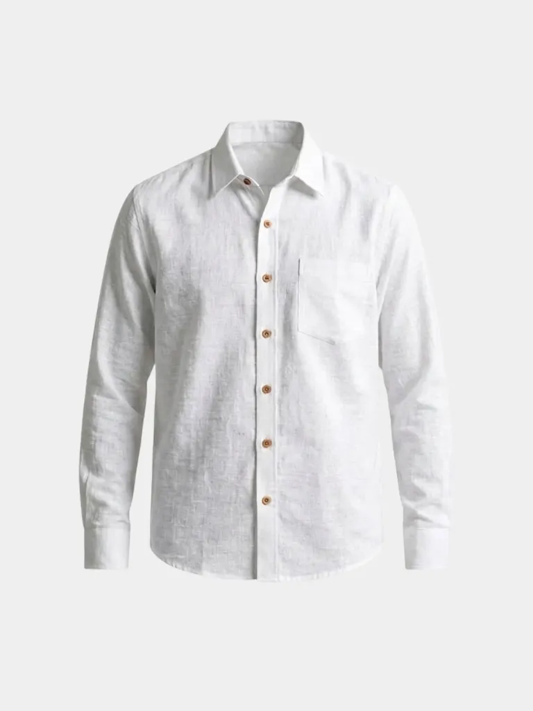 White Full Sleeves Khadi Cotton Shirt (S)
