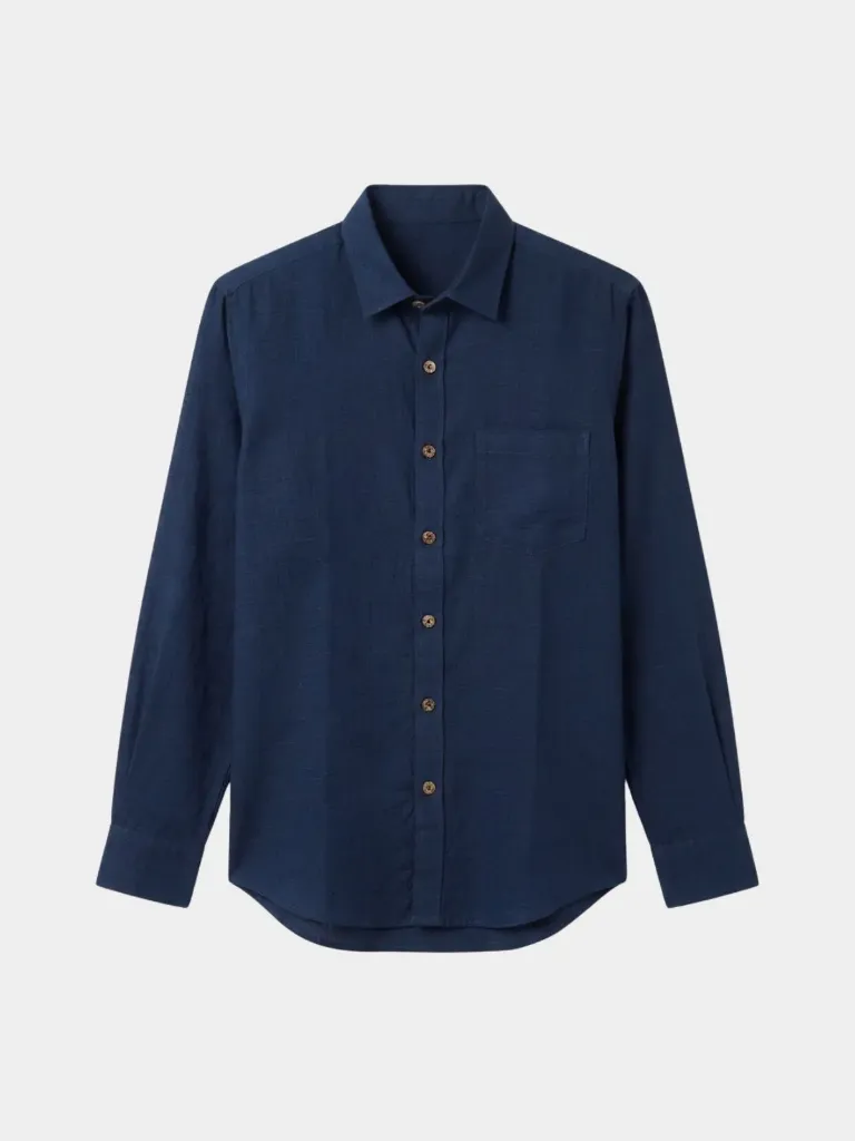 Midnight Navy Full Sleeve Khadi Shirt (S)