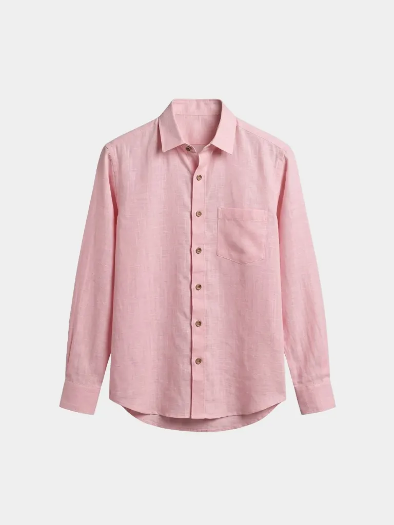 Baby Pink Full Sleeves Khadi Cotton Shirt (S)