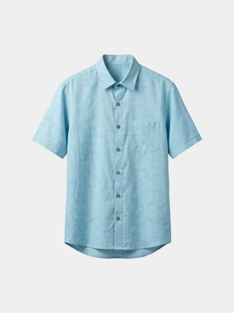 Aqua Blue Half Sleeves Khadi Shirt (S)