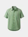 Grey Green Striped Half Sleeve Khadi Cotton Shirt