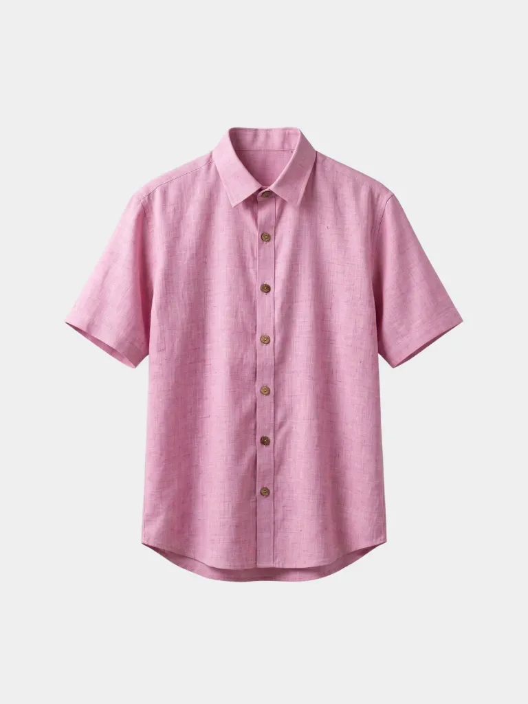 Baby Pink Half Sleeves Khadi Cotton Shirt
