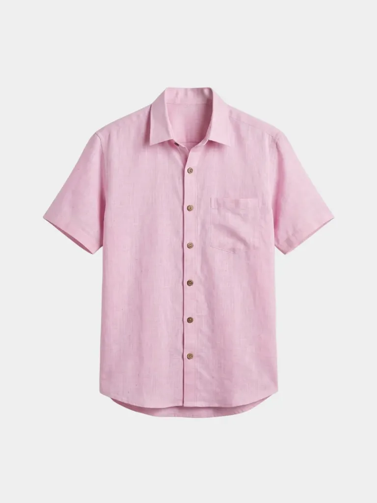 Baby Pink Half Sleeves Khadi Shirt (S)