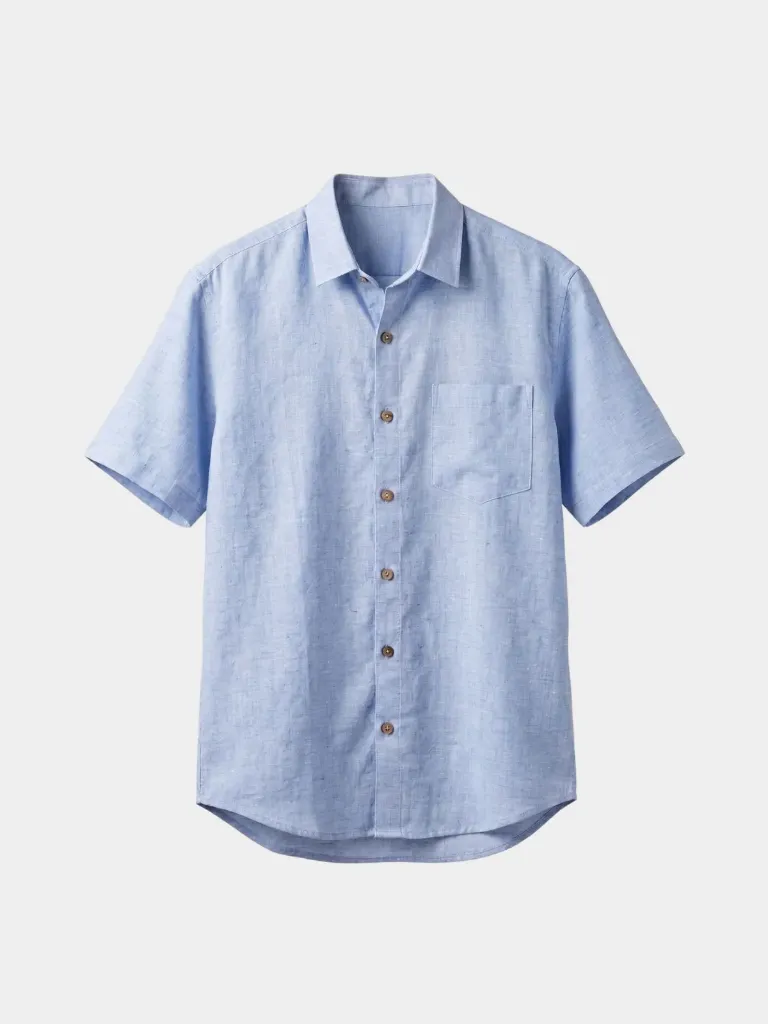 Baby Blue Half Sleeves Khadi Shirt (S)