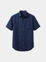 Navy Blue Half Sleeves Khadi Shirt