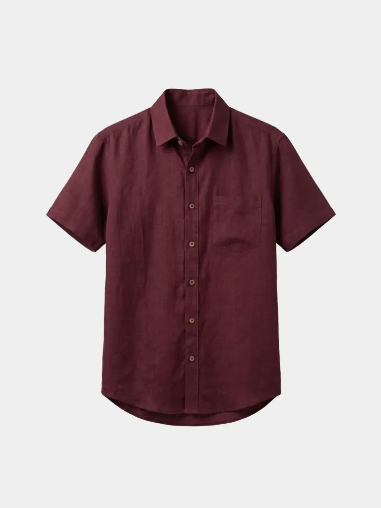 Maroon Half Sleeves Khadi Shirt (S)