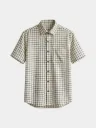 White Black Checked Half Sleeves Khadi Shirt