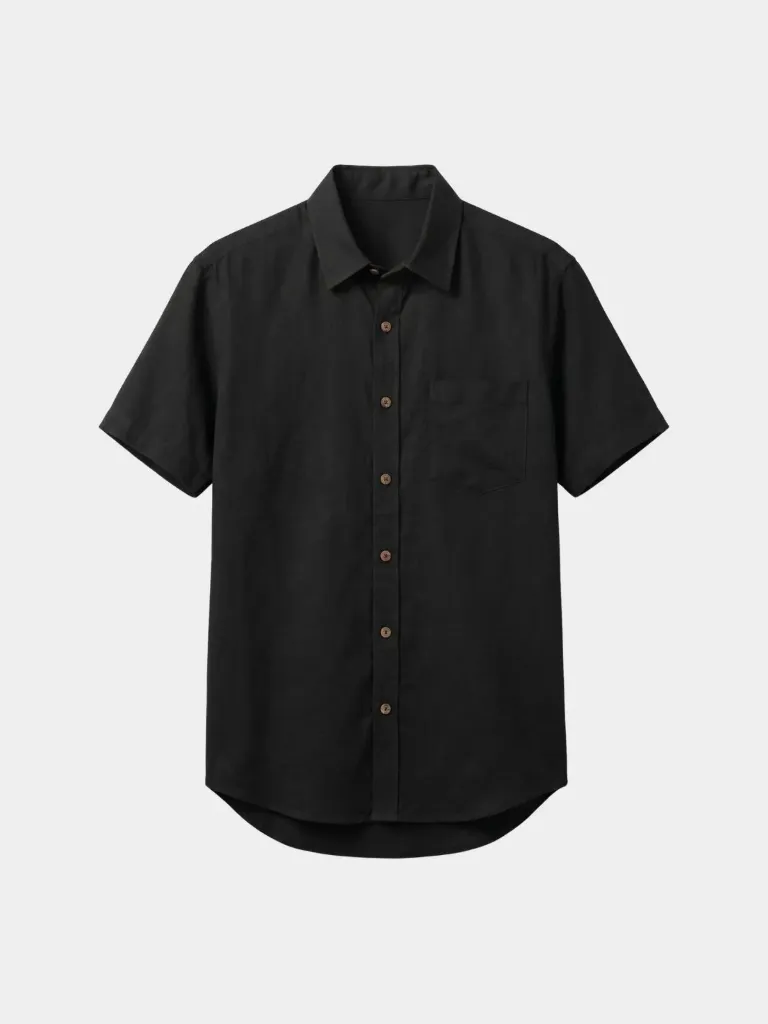 Black Half Sleeves Khadi Shirt (S)