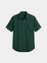 Dark Green Half Sleeves Khadi Shirt