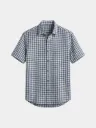 Blue White Checked Half Sleeves Khadi Shirt