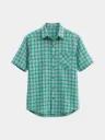 Green Checks Half Sleeves Khadi Shirt