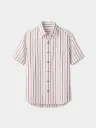 Maroon Stripe White Half Sleeves Khadi Shirt