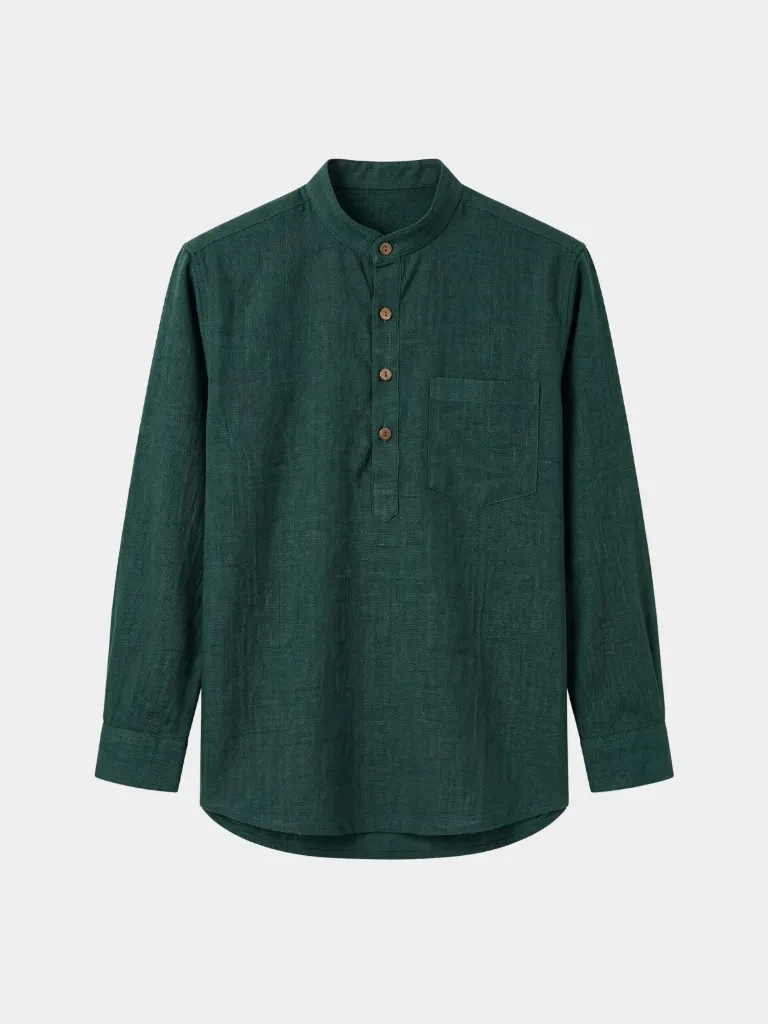 Dark Green Khadi Short Kurta Shirt