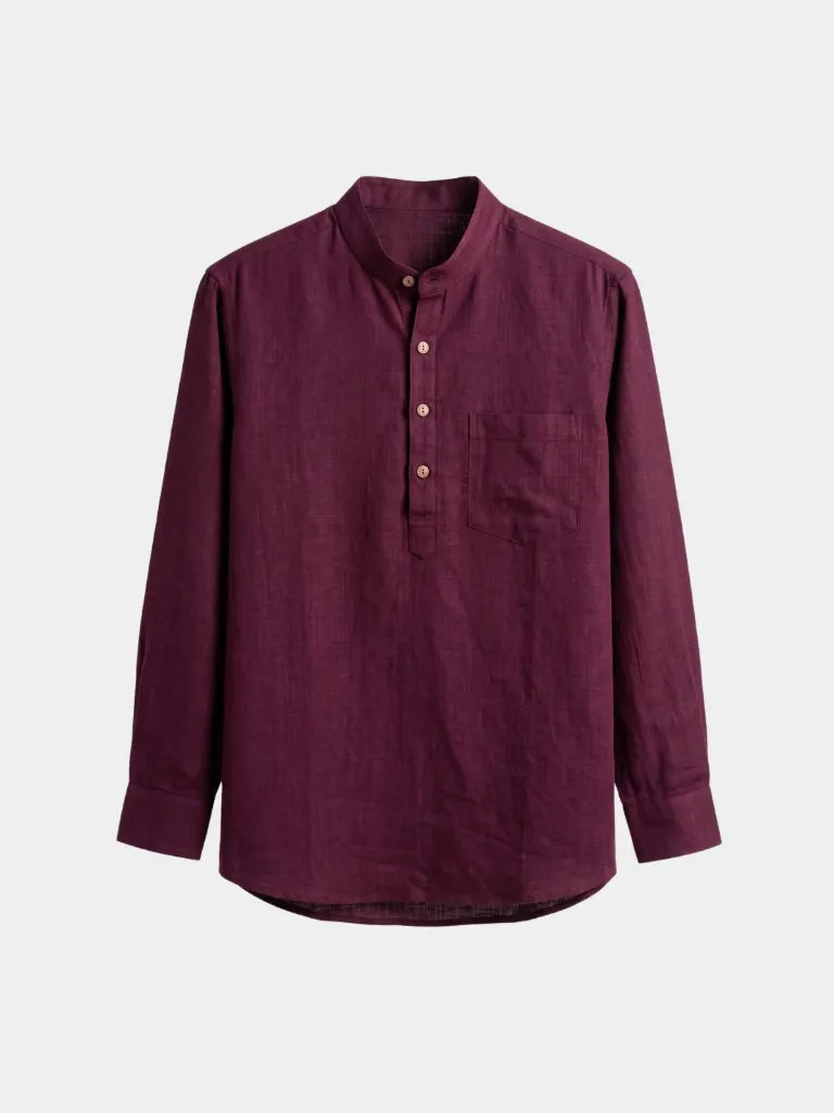 Maroon Khadi Short Kurta Shirt