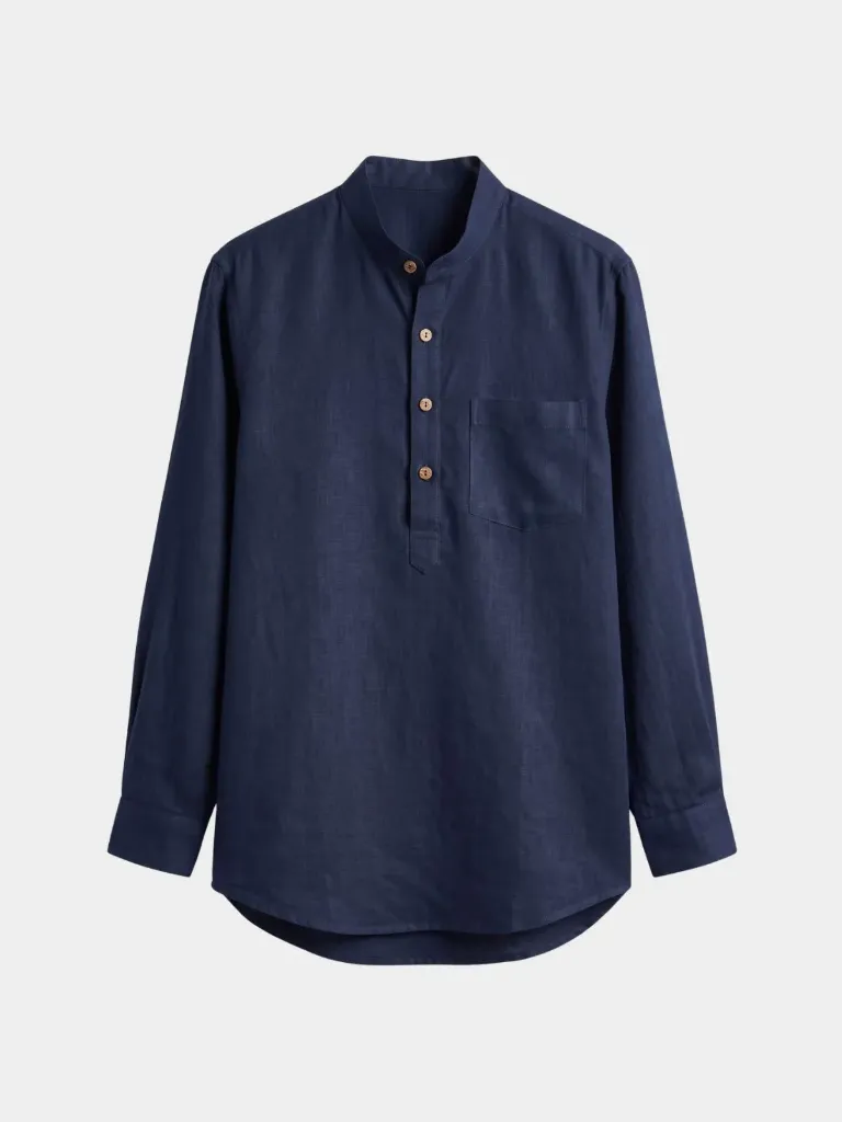 Midnight Navy Khadi Short Kurta