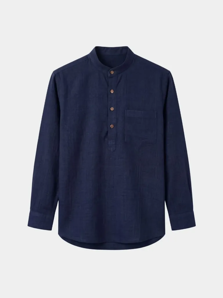 Midnight Navy Khadi Short Kurta (S)