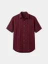 Maroon Black Stripes Half Sleeves Khadi Shirt