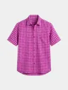 Pink Checks Half Sleeves Khadi Shirt