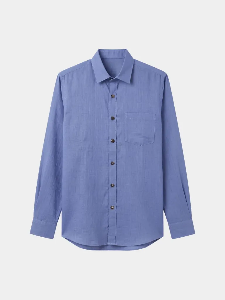 Ocean Blue Full Sleeves Khadi Shirt (S)